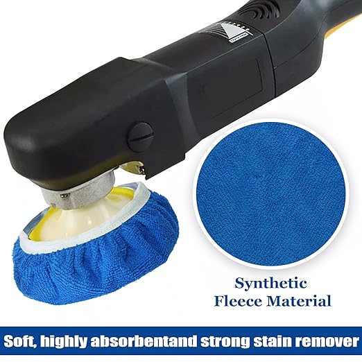 6 PCS Car Buffing Pads for 7-8 Inch Orbital Polisher, Microfiber Polishing Pad Buffer Polisher Bonnets, 7-8 Inch Polishing Pads Cover Waxing Pads for Car Detailing (Blue)