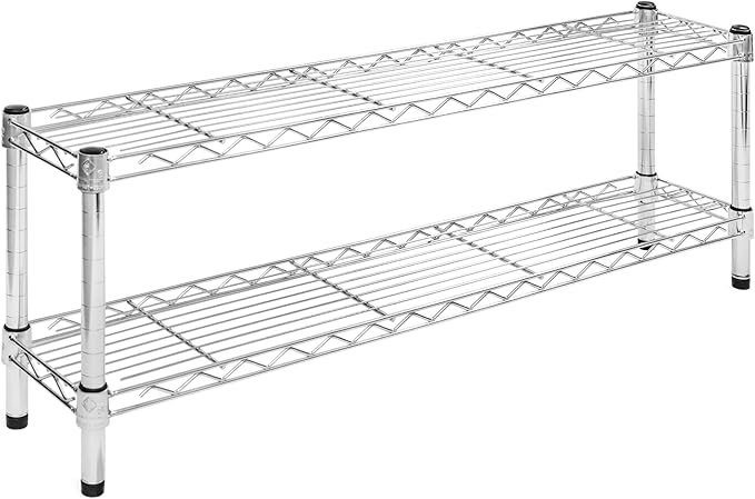 SI 8" d x 42" w Chrome Wire Shelving with 2 Tier Shelves, 800lbs Capacity Each, Modern, Contemporary, Industrial Style
