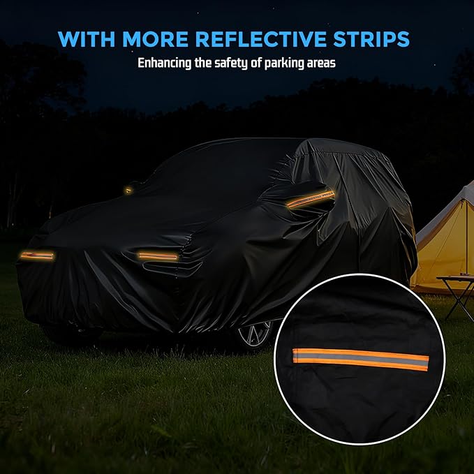 Winter Car Cover for Dodge Durango 1998-2025, Heavy Duty SUV Full Car Cover Waterproof All Weather Outdoor for Hail Snow Ice Rain Sun UV Dust Protector, with Driver Side Zipper & Reflective Strips