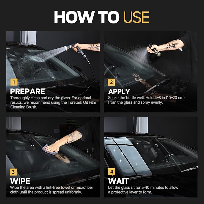 Car Ceramic Glass Coating Spray,Automotive Windshield Rain Repellent Glass Polish Protect, Long-Lasting Quick Dry Coat (3.38 fl oz +Towel)