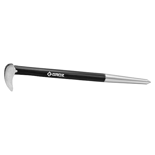 Groz 33150 6" Roll Head Pry Bar - Chrome Vanadium Steel, Heavy-Duty Forged Construction, Automotive Alignment Tool