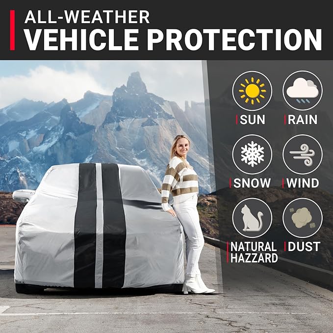 iCarCover Fits [1968-1982 Chevrolet Corvette C3] Premium Custom Car Cover Waterproof All Weather Resistant Outdoor Indoor Sun Snow Storm UV Protection Form-Fit Padded Cover with Straps - Gray/Black