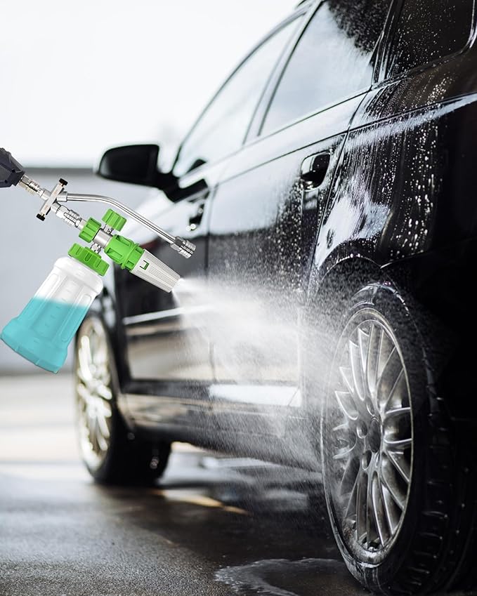 Foam Cannon Dual Connector for Pressure Washers, Double Tip Attachment, 4000 PSI, 1/4'' Quick Connect, Ideal for Car, Motorcycle, Roof, and Driveway Cleaning
