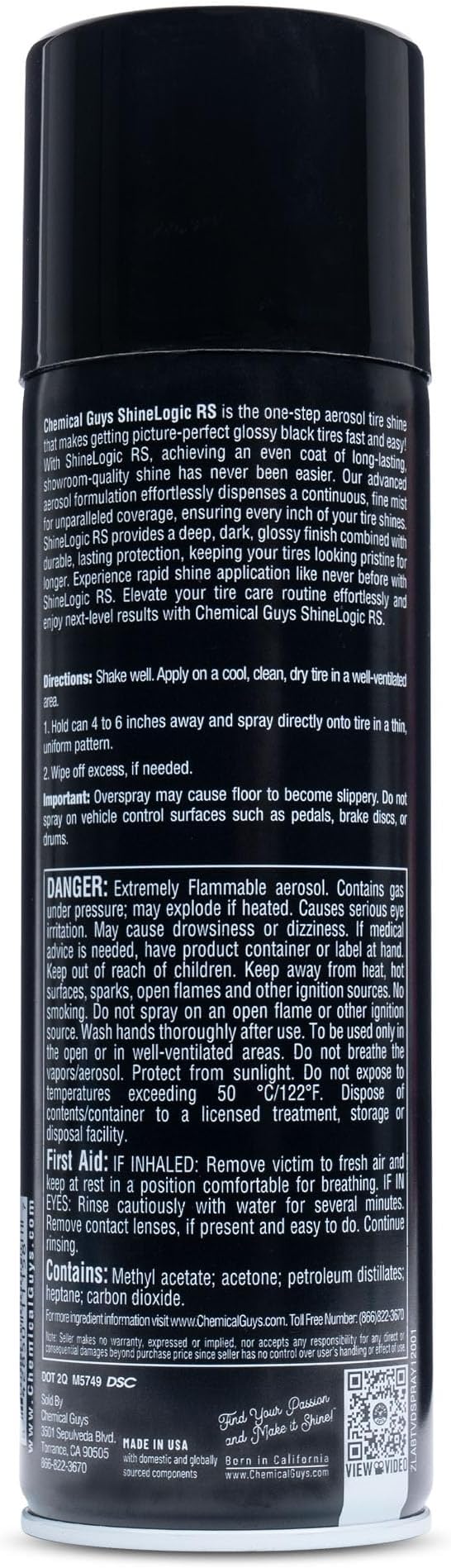 Chemical Guys ShineLogicRS Tire Shine, Deep Wet Black Shine, Safe for Cars, Trucks, Motorcycles, RVs & More, 15 fl oz