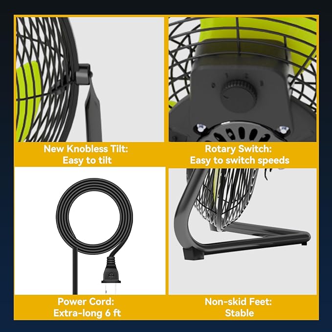 20 Inch Floor Fan Pro Series - High Velocity Floor Fan for Commercial, Residential, Warehouse, Covered Patio, Shop, Garage, Barn, 3 Speed 360-Degree Tilt 5300 CFM UL Safety Listed