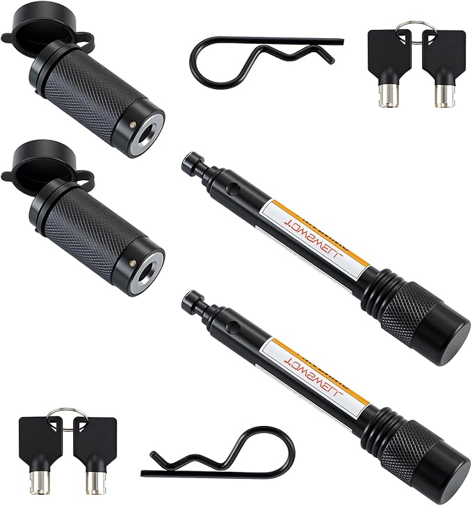 5/8" Trailer Hitch Lock Set with 90mm Span,Trailer Receiver Lock for Class III IV 2"& 2-1/2" 3" Receivers,Tow Hitch Lock with Keys for Trailer, Truck, Car, Boat, 2 Pack
