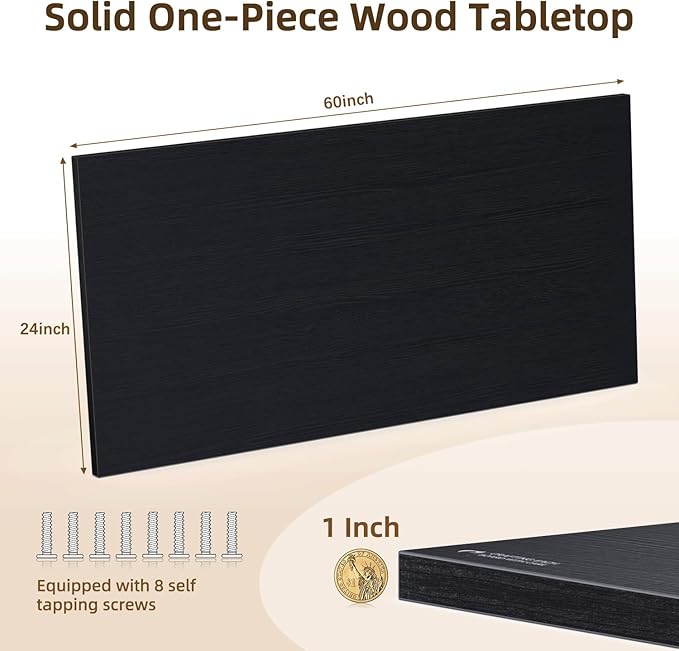 Universal Solid One-Piece Wood Table Top, 60"x24"x1" Workbench Top - Rectangular Particle Board for Standing Desk, Home Office Desk Countertop DlY, Washer Dryer, Coffee, Bar Tabletop