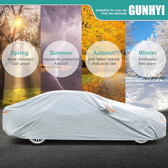 6 Layer Car Cover Custom Fit Cadillac CTS (2003-2019) Waterproof All Weather, Heavy Duty Outdoor Snow Sun Rain Uv Protection (Ships from US Warehouse, Delivery 3-8 Days)