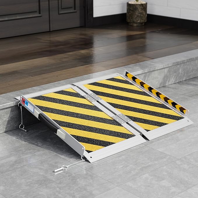 Portable Wheelchair Ramp 2 FT, Aluminum Folding Ramps for Wheelchairs for Home with Handle & Non-Skid Surface, 800 lbs Threshold Ramps for Doorways Steps Stairs Entry Cars Use