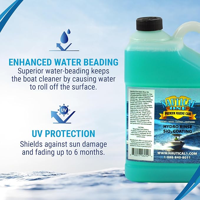 Nautical One - Hydro Rinse SiO2 Coating - Easy Spray-On Ceramic Boat Protection - Incredible Shine & Protection (128 oz)