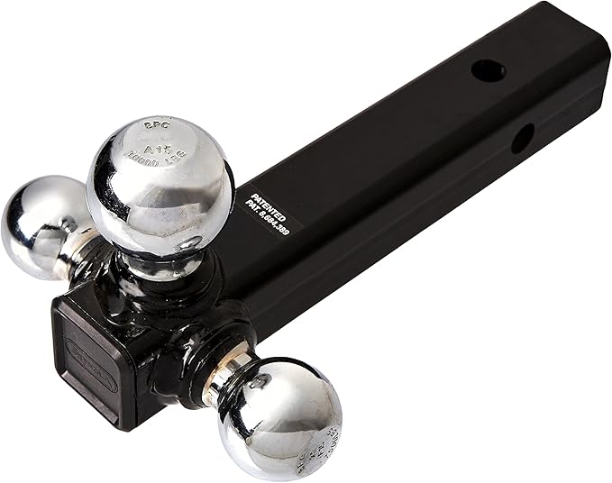Buyers Products 1802207 Tri-Ball Hitch, Tubular Shank With Chrome Welded Hitch Balls, Hollow Shaft Trailer Hitch With 2" Receiver, Black Powdercoated Finish, Towing Accessories for Trucks And Trailers