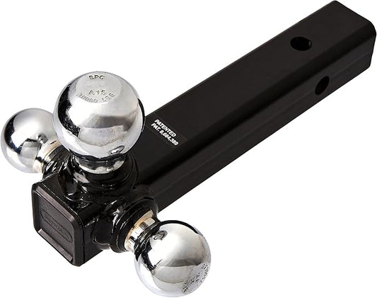 Buyers Products 1802207 Tri-Ball Hitch, Tubular Shank With Chrome Welded Hitch Balls, Hollow Shaft Trailer Hitch With 2" Receiver, Black Powdercoated Finish, Towing Accessories for Trucks And Trailers