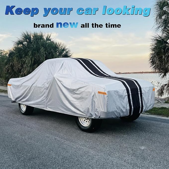 Heavy Duty Truck Cover Waterproof All Weather. Pickup Truck Cover Rain UV Protection. Outdoor Covers for Ford F150 Chevy Silverado Dodge Ram 1500. (Length Up to 242 inch) XL