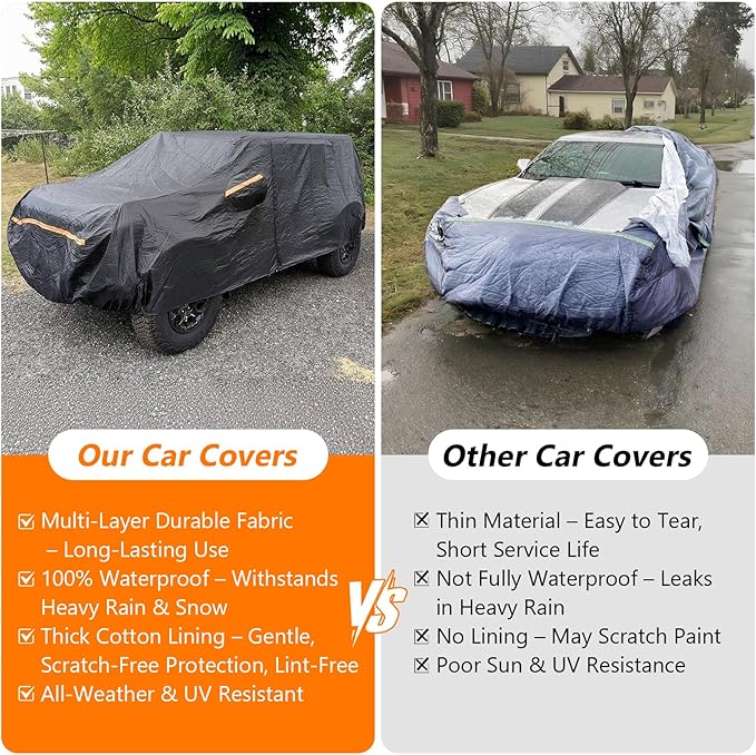 Car Cover for Chevrolet C10 C20 K10 K20 1960-1991, All Weather Waterproof 420D Oxford Cloth with Cotton Lining, Outdoor Car Cover with Windproof Straps, Heavy Duty Sun Rain Snow Protection