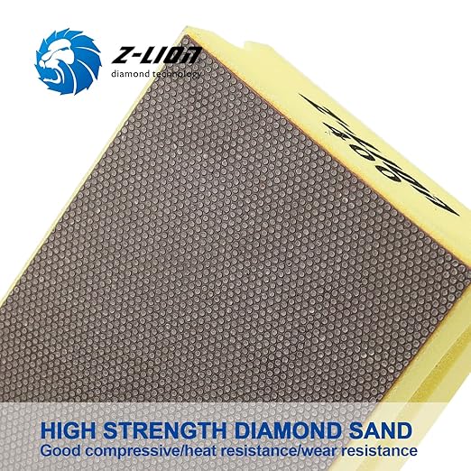 Z-lion Electroplated Diamond Polishing Hand Pads Arc Shape Back for Glass Stone Granite-Set of 4 Pcs