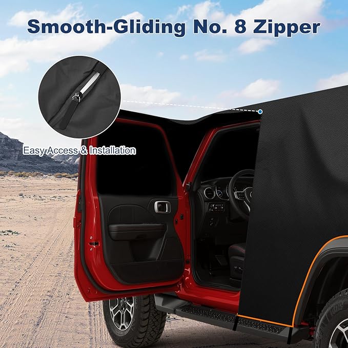 QUNSUNUS Truck Cover for Dodge Ram 1500/2500/3500 Crew Cab All Years,Waterproof Half Truck Cab Cover with Cotton Liner, All Weather Ram 1500 Cab Cover with Adjustable Straps and Zipper