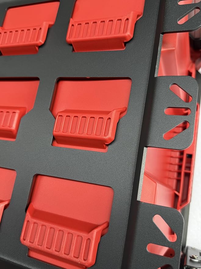 VELCKING for Milwaukee Packout Mounting Plate, Metal Storage Base, Wall and Floor Compatible Toolbox Mount (RED, 2-Full Plate)