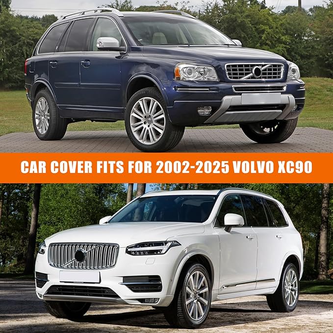 Waterproof Car Covers Replace for 2002-2025 Volvo XC90, 6 Layers All Weather Car Cover with Zipper Door & Windproof Bands for Snow Rain Dust Hail Protection