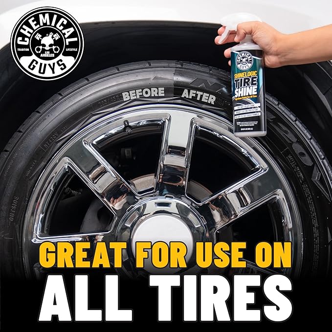 Chemical Guys ShineLogic Tire Shine Safe for Cars, Trucks, Motorcycles, RVs & More, Includes WonderWave Applicator Kit, 20 fl oz, 2 Pack