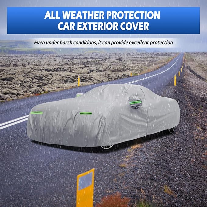 Car Cover Fit for BMW M4/4 Series 420i 428i 430i 435i 440i Sedan Coupe 2014-2026, Migaven Waterproof Full Exterior Cover Sun Rain Protection with Door Zipper, Silver