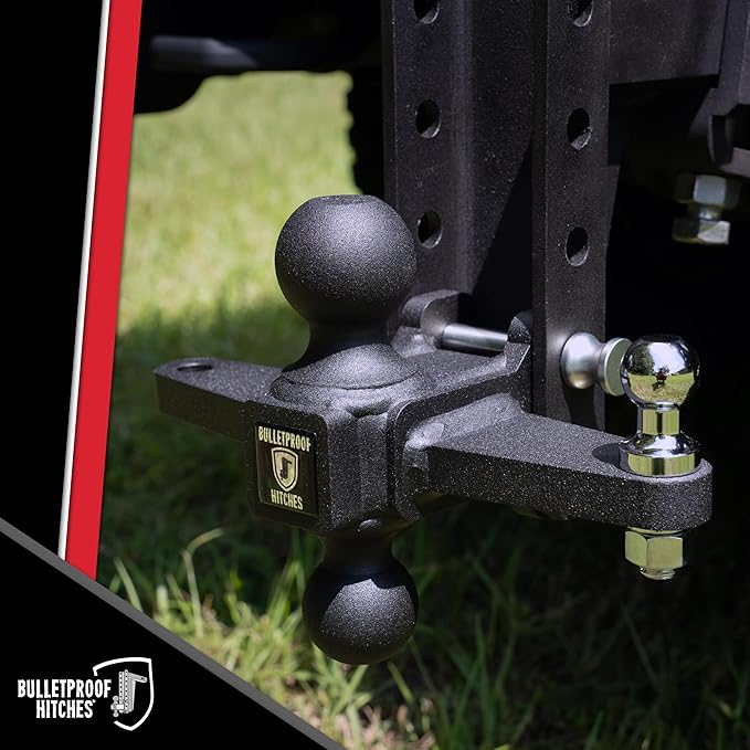 BulletProof Hitches - Medium Duty Sway Control Ball Mount with 2" and 2-5/16" Combination Ball - Rated to 14,000 lbs for Trailer Sway Control - Solid Steel, Black Powder Coat, Corrosion Resistant