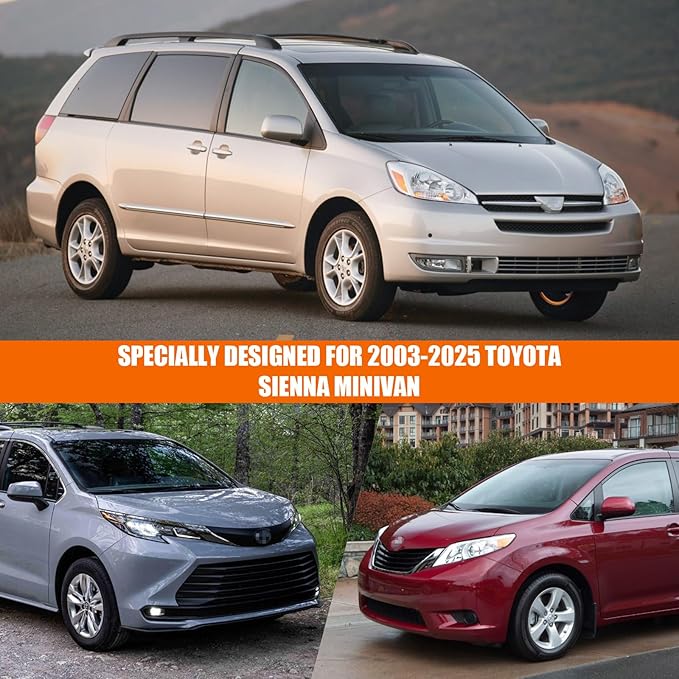 Waterproof Car Covers Replace for 2003-2025 Toyota Sienna Minivan, 6 Layers Silver All Weather Custom-fit Car Cover with Zipper Door & Windproof Bands for Snow Rain Dust Hail Protection