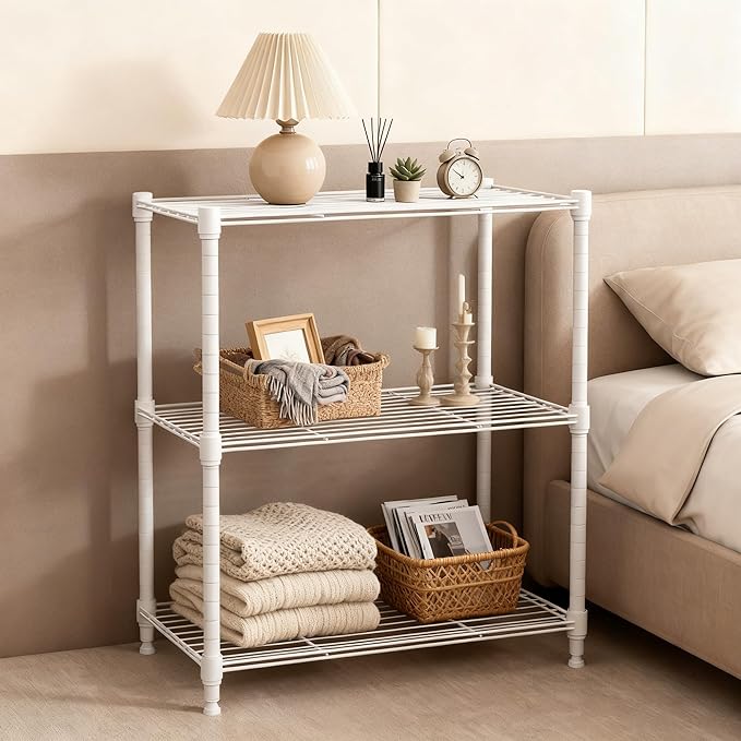 M MZG 450 lbs Wire Storage Shelving 3-Tier Utility Shelving Unit Steel Organizer Wire Rack for Home,Kitchen,Office,White (11.8" D x 17.7" W x 26.4" H)