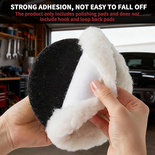 2 PCS 6 Inch Wool Polishing Pad, Widen the Edge Hook and Loop Buffing Wheel, for Orbital Polisher Buffer Synthetic Polisher