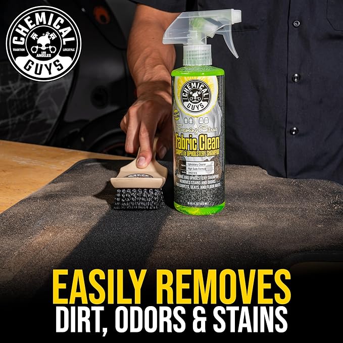 Chemical Guys CWS21916 Foaming Citrus Fabric Clean Carpet & Upholstery Cleaner, Ready to Use, Sprayable (for Carpets, Seats & Floor Mats), Safe for Cars, Home, Office, & More, 16 fl oz, Citrus Scent