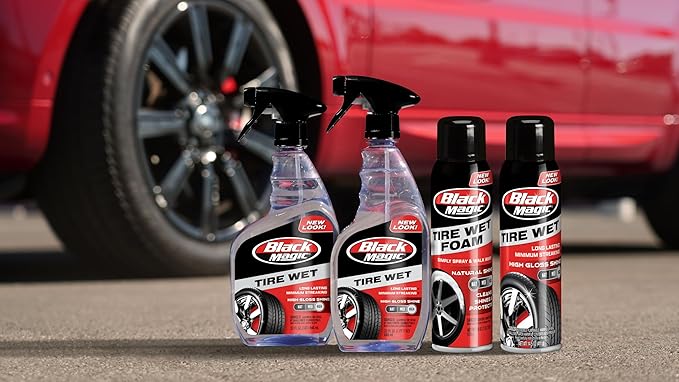 Black Magic 120217 Tire Wet, 23oz (Pack of 2) - Specially Formulated Tire Shine Applicator Cleaner to Keep Them Looking Wet, Black, and Glossy with One Quick Spray – Long-Lasting Protection for Tires