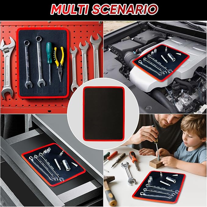 ‌Arcomin Magnetic Tool Mat & Holder | 12.8"x9.8" Flexible Magnetic Tray for Garage Workshop, Scratchproof PVC Surface with Non-Slip Grip | Auto Repair, Toolbox Organizer for Mechanics & DIY