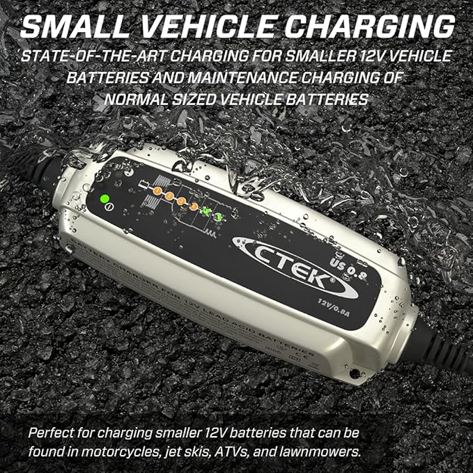 CTEK (56-865) US 0.8 12 Volt Fully Automatic 6 Step Battery Charger,Black