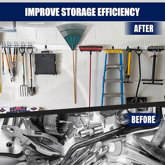 17 Pack Garage Hooks, Garage Wall Hooks with 3 Extension Cord Straps, Garage Heavy Duty Wall Mount Utility Hooks for Hanging Ladders, Garden Tools, Bikes, Hoses, Bulky Items