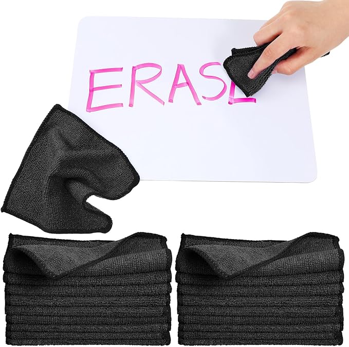 Tanlade Microfiber Cleaning Cloth 6"x6" Cleaning Rags Reasonable Kitchen Towels Microfiber Towels Cars Wash Dry Erase Cloth(Black,50 Pcs)