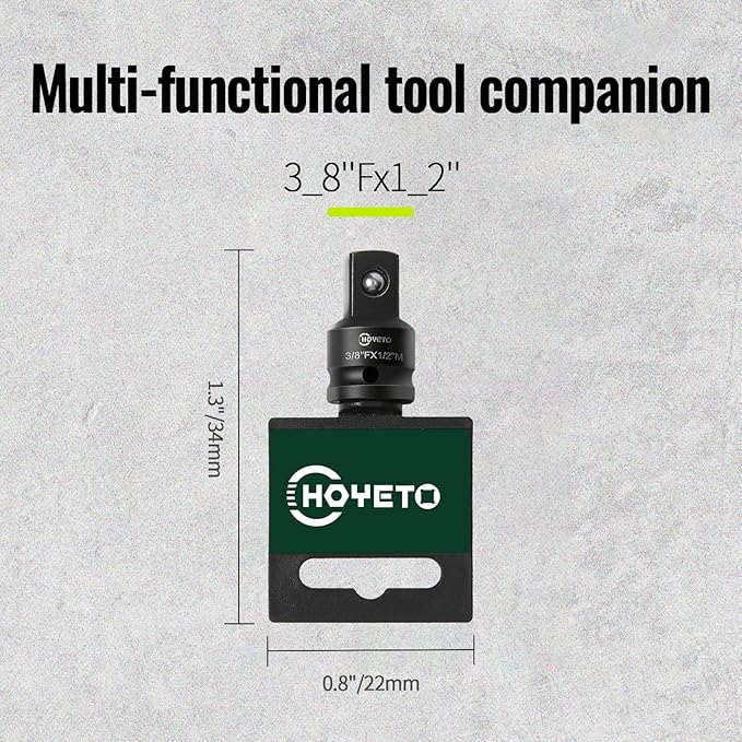 3/8 to 1/2 Impact Socket Adapter, Heavy Duty Cr-Mo Steel 3/8 Female to 1/2 Male Drive Converter for Impact Wrench & Auto Repair