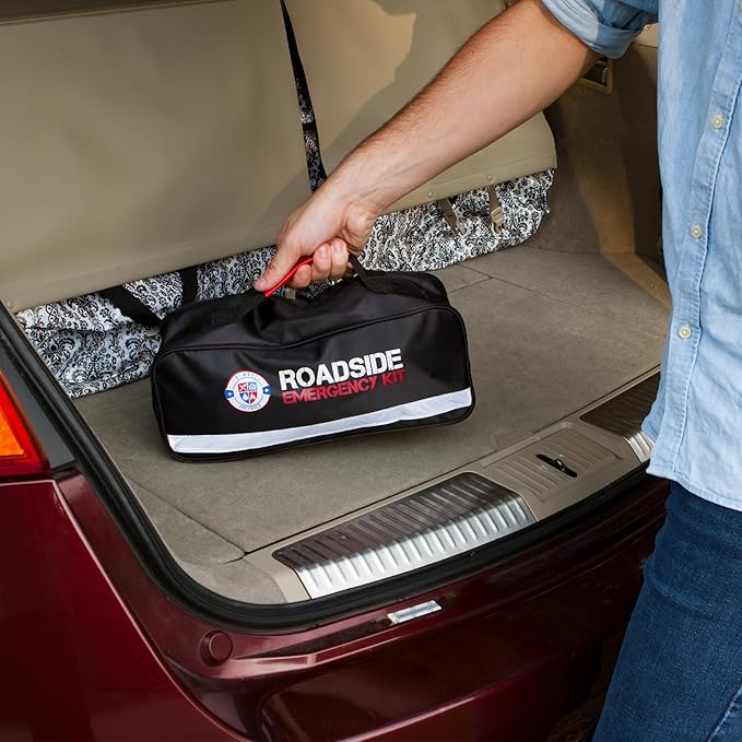 Always Prepared Premium Roadside Emergency Kit for Car - Car Safety Kit, Tools, First Aid, Visibility Gear & More - Perfect Roadside Assistance Kit Gift for New Drivers (125 pc)