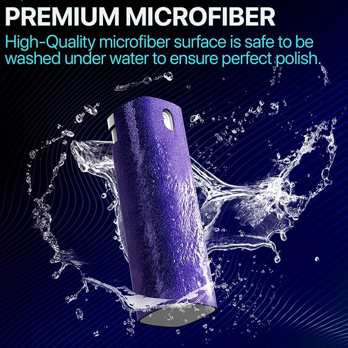 IO CLEAN Mini Screen Cleaner Spray – Finger Proof Screen Cleaner for Smartphones, iPads, MacBooks, Laptops, Car Screens, Touchscreens – 3in1 Mist Cleaner, Microfiber Cloth and Protective Cover (Red)