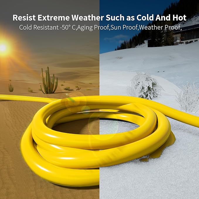 HUANCHAIN 6 ft 14/3 Gauge Heavy Duty Outdoor Extension Cord Waterproof with Lighted, Flexible Cold Weather 3 Prong Electric Cord Outside, 15A 1875W 125V 14AWG SJTW, Yellow, ETL Listed