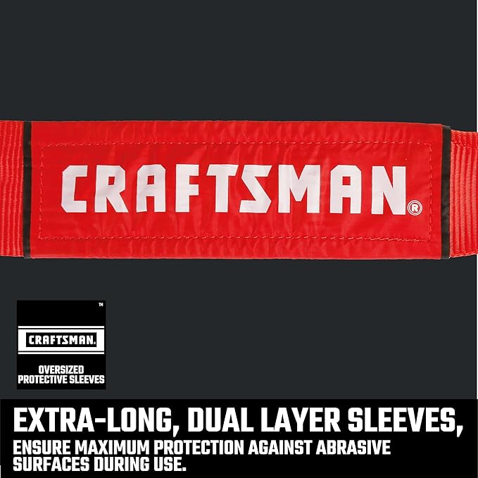 Craftsman CMXAZBS2003 Black/Red 4” x 30’ Heavy-Duty Recovery Tow Strap with Loop Ends - 6,666 lb Safe Wortking Load / 20,000 lb Break Strength