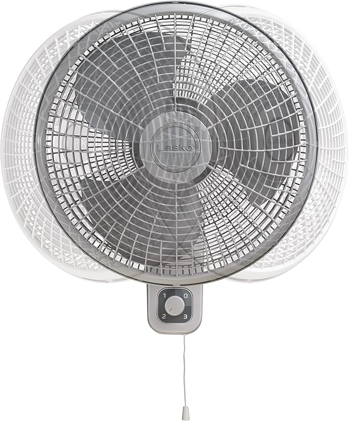 Lasko 16" 3-Speed Oscillating Wall Mount Fan for Indoor Use, M16900, Light Grey
