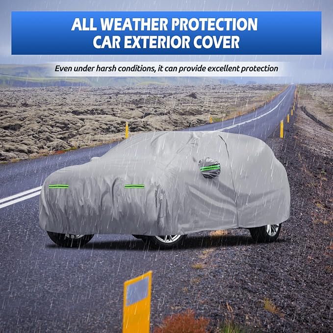 Car Cover Fit for BMW X3/X3 M 2011-2026, Migaven Waterproof Full Exterior Cover Sun Rain Protection with Door Zipper and Cotton Lining, Silver