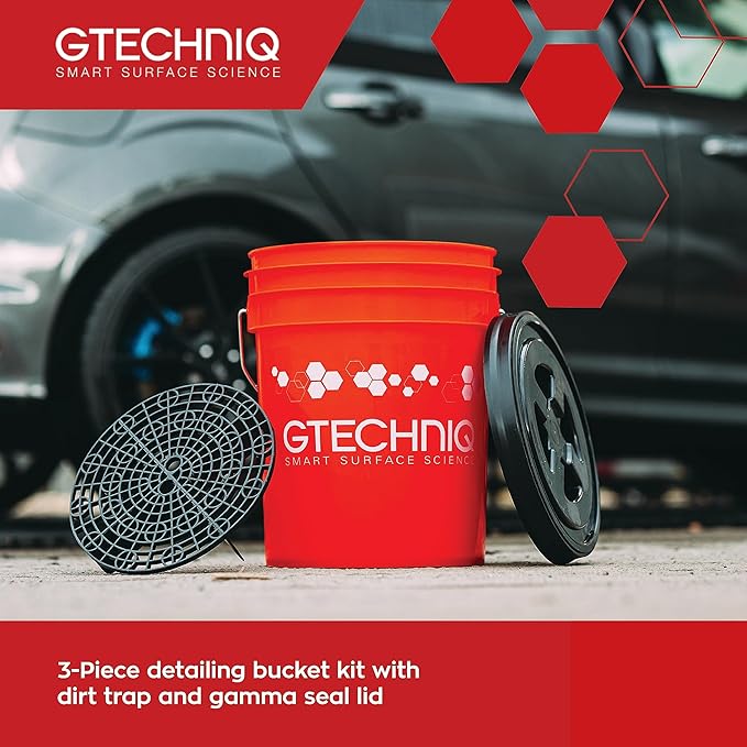 Gtechniq Bucket with Lid 20L | Includes Dirt Trap and Gamma Seal Lid, for Cleaning Car