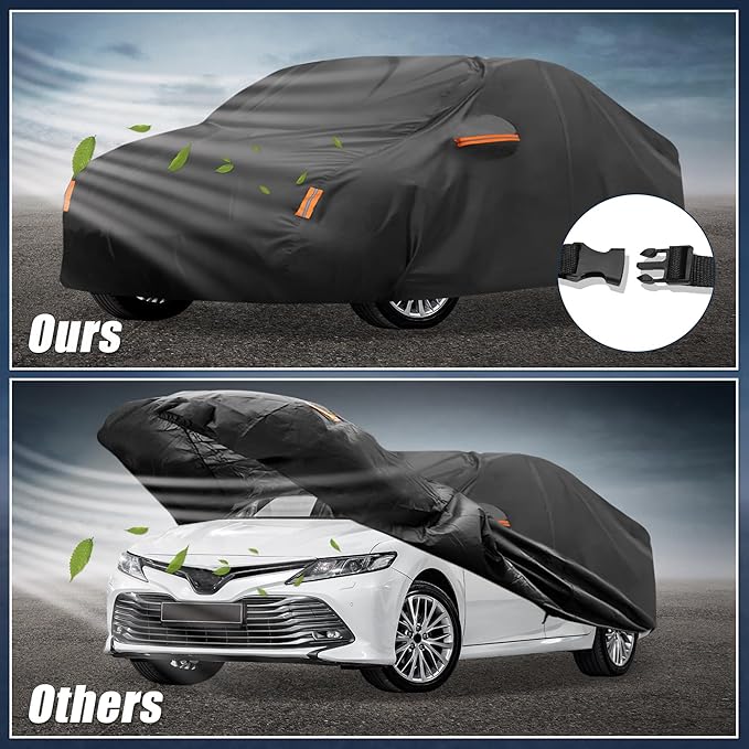 X AUTOHAUX Car Cover for Toyota Camry 2007-2022 210D-PU Outdoor Full Car Cover All Weather with Door Zipper for Waterproof Windproof Sun Rain Snow Protection