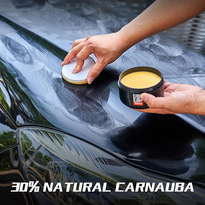 Ceramic-Boosted Carnauba Wax Paste - Triple-Layer Shield, Dust Repellent & Deep Gloss (200g w/Applicator)