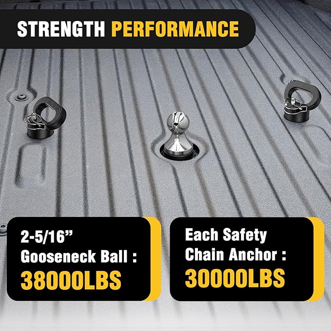 Nilight 60618 Puck System Gooseneck Hitch Ball Kit, Compatible with 2013-2025 Dodge RAM 2500 3500, 2-5/16 Inch Gooseneck Ball for Truck Bed with 2 Safety Chain Anchors w/Storage Box