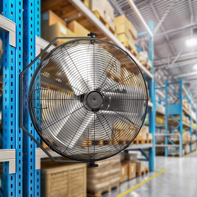 Simple Deluxe 24 Inch Industrial Wall Mount 3 Speed Commercial Ventilation Metal Fan for Warehouse, Workshop, Factory and Basement, Black