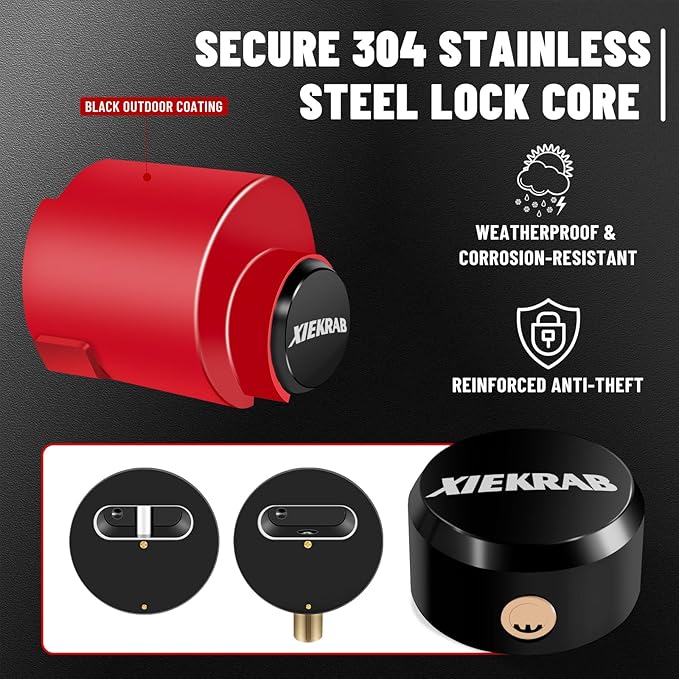 Trailer Lock Fits 2-5/16” Couplers, Heavy-Duty Trailer Hitch Lock with 304 Stainless Steel Core, Fixed Safety Chain Anti-Theft Ball Hitch Lock for RV, Boat, Utility & Cargo Trailers – Red
