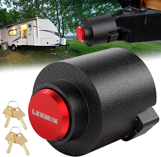 Trailer Hitch Lock 2 5/16" Heavy Duty Trailer Lock Fits Ball Hitch Coupler Tongue & Safety Chains Anti Theft Secure Design for RV, Dump Trailer, Boat, Cargo, Camper, Truck