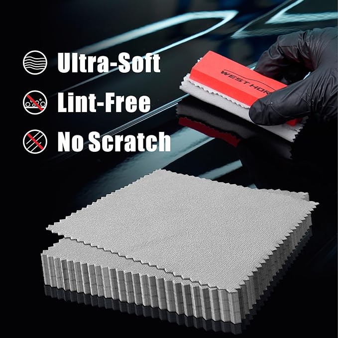 30 Count Suede Cloths for Applying and Leveling Coatings, Scratch-Free, Ultra Absorbent Microfiber for Ceramic Coating Application, Grey