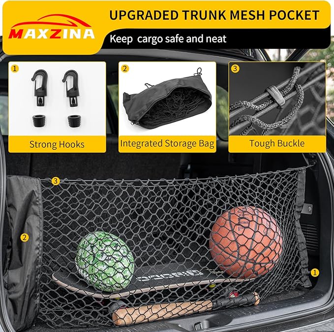 Cargo Net Compatible with 2014-2025 Kia Sorento Truck Bed Cargo Net 3.18'×1.15' Double Layer Envelope Style Dense Mesh Trunk Organizer for 2024 Sorento Exterior Accessories